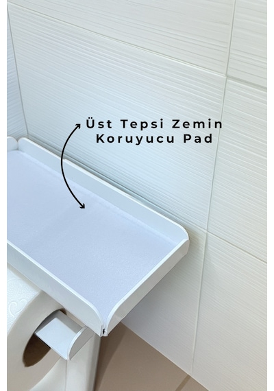 3'ü 1 Arada Banyo Seti Tuvalet Kağıtlık, Çöp Kovası Ve Tuvalet Fırça Takımı Beyaz - Krom