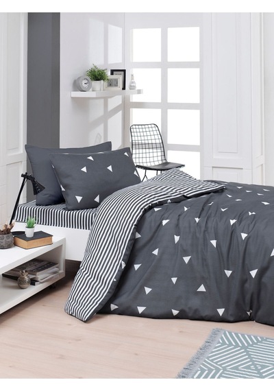 Eponj Home 2li Yastık Kılıfı Üçgen Gri Gri