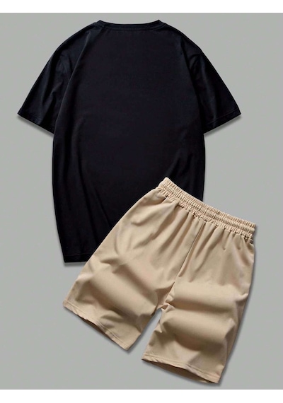 Nasa Summer T-shirt Şort - Siyah Bej Şort Tişört Takım Baskılı Oversize Bisiklet Yaka Siyah Bej Nasa Summer T-shirt Şort - Siyah Bej Şort Tişört Takım Baskılı Oversize Bisiklet Yaka Siyah Bej