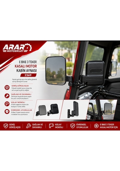 E Bıke 3 Teker Kasalı Motor Kabin Aynası-2369 Takım