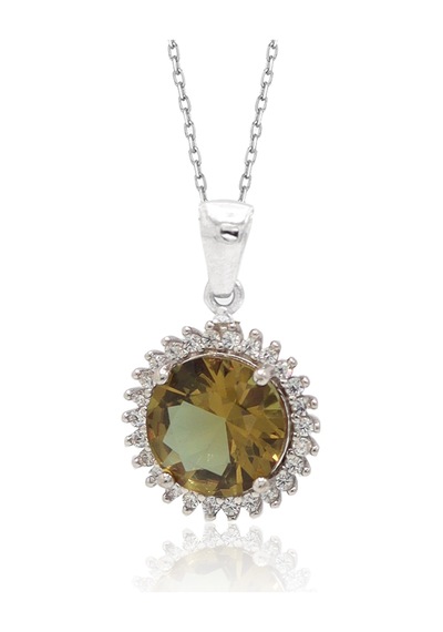 Zirkon Ve Zultanit Taşlı Yuvarlak Model 925 Ayar Gümüş Kadın Takı Seti 201025660