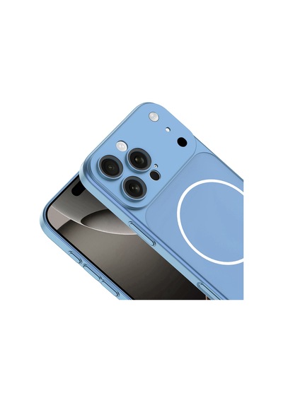 İphone 16 Pro Max Kılıf 18 Pro Max Görünümlü Çevirici Dönüştürücü Kamera Lens Korumalı Magsafe Grlpro Açık Mavi