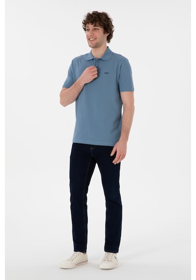 U.S. Polo Assn. Erkek Regular Fit Polo Yaka Koyu Mavi Basic Tişört 50306007-VR032