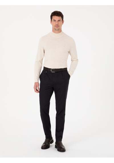 Cacharel Lacivert Carrot Fit Kanvas Pantolon
