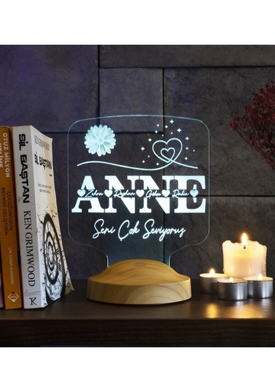 Anneler Günü Hediyesi, Kişiye Özel Anneye Hediye Kare Led Lamba