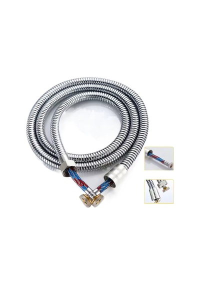 Premium Kalite 150 Cm Çelik Örgülü Krom Kaplama Duş Hortumu Duş Spirali G 1/2" Gri Krom Kaplama Diğer