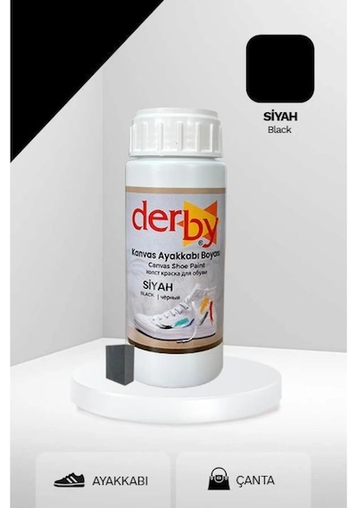 Derby Siyah Kanvas - Bez / Kumaş Ayakkabı Boyası 100 Ml
