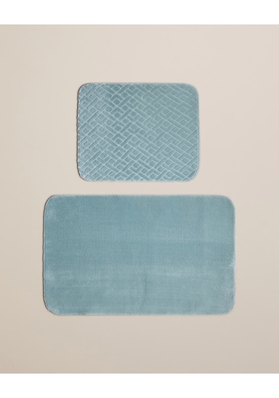 English Home Gridline Kaydırmaz Taban Banyo Paspası Seti 60x80 Cm + 40x60 Cm Koyu Yeşil