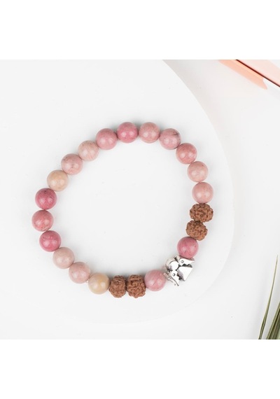 Pembe Jasper Doğal Taş Bileklik Renkli
