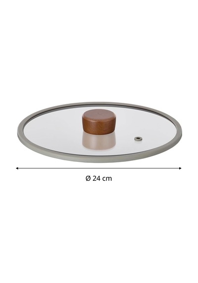 Fika 24cm Düz Silikon Çerçeveli Cam Kapak Gri Çok Renkli