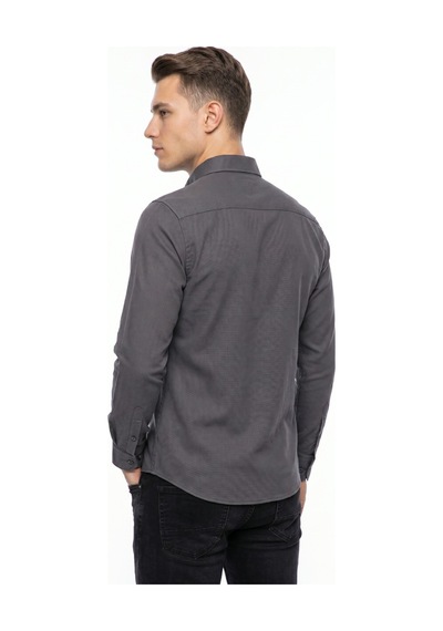 Advante Erkek Spor Slim Fit Uzun Kol Petek Dokulu Gömlek Bgl-st05482 Füme