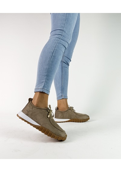 Gdt Ayakkabı Bej Renk Süet Bağcıklı 36-37-38-39-40 Numara Kadın Sneaker Kahve
