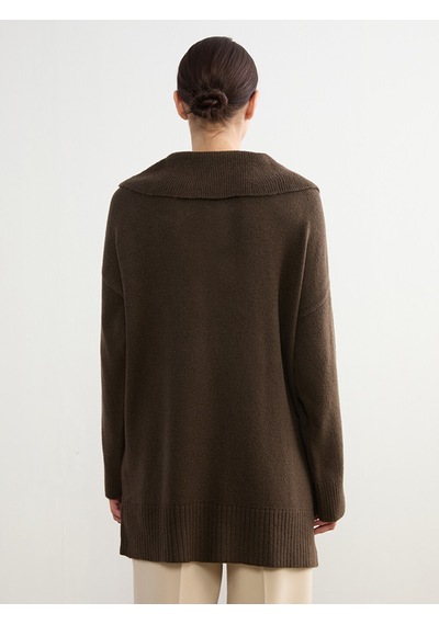 Lcw Modest Bej Polo Yaka Kadın Triko Kazak