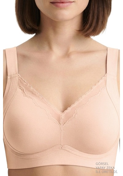 Cottonill Seamless Bra - Seravia Latte Lazer Kesim Dantelli Minimizer Kadın Sütyen