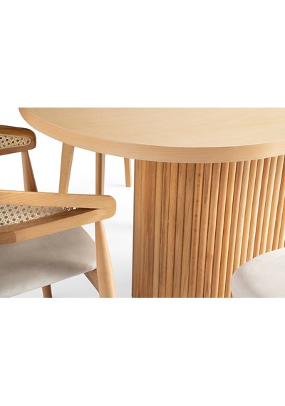Terra Oval Natural Ahşap Bohem Masa 80x160 Natural Ayak - Natural Üst