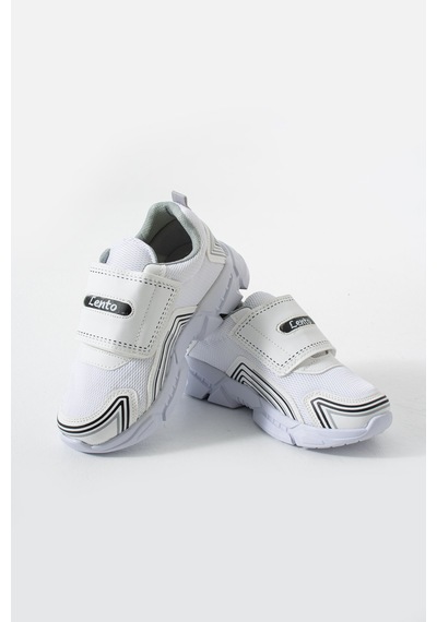 Adımist Çocuk Unisex Rahat Ortopedik Taban Cırtlı Hafif Sneaker Spor Ayakkabı Lento Cırtlı Beyaz