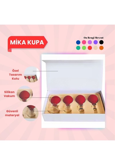 Silikon Vakumlu Mika Yüz Masaj Kupası 4'lü Set Kırmızı Çok Renkli