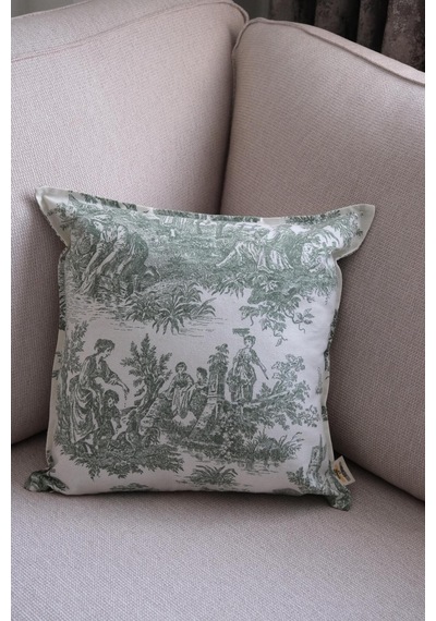 Yeşil Kırlent Vintage Desenli 45x45 Dekoratif Yastık Kılıfı Yeşil - 693838992 Yeşil