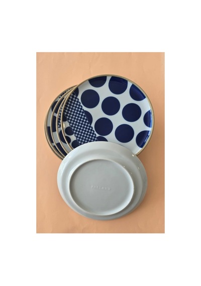Porland Spotty Desen3 Düz Tabak 24cm Mavi