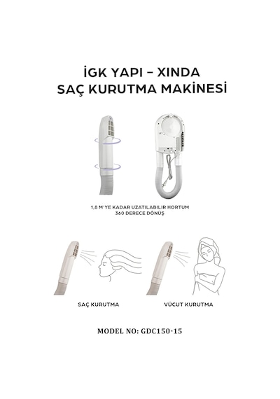 İgk Yapı Xında Hortumlu Saç Kurutma Makinesi Gdc150-15