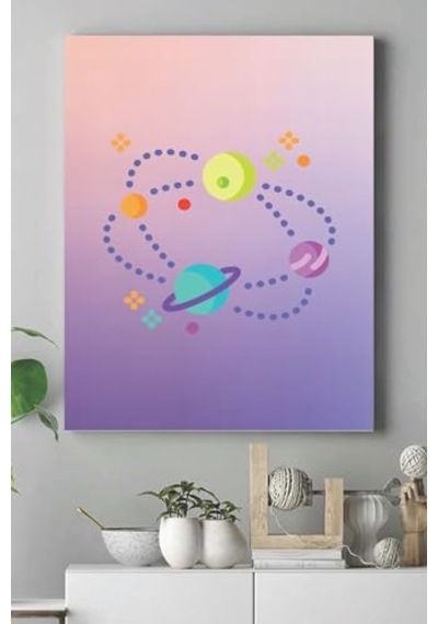 Uzay Temalı Çocuk Odası Kanvas Tablo 40 X 60