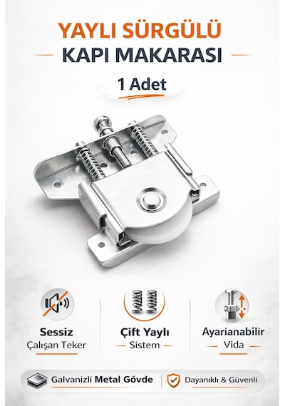 Sürgülü Dolap Kapak Mekanizması Tekerleği 80 Kg Kapasiteli Gardırop Vestiyer Sürme Kapı Makara Beyaz