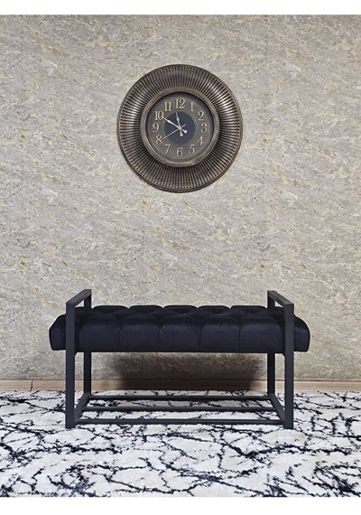 Siyah Boyalı Metal 80 Cm Puf Bench - Antre Puf - Hol Bench - Puf Çok Renkli