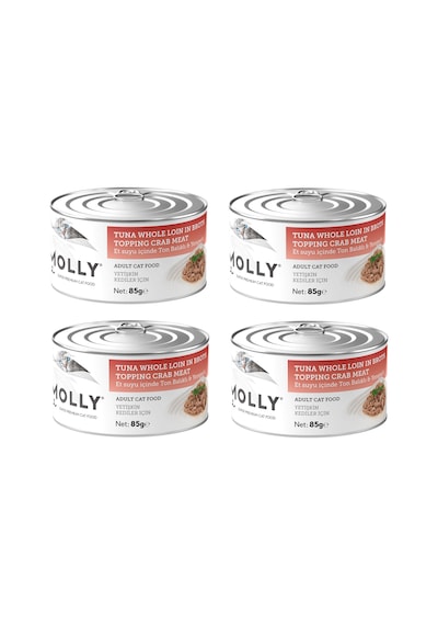 Molly Ton Ve Yengeçli Et Suyu İçinde Yetişkin Kedi Konservesi 85 Gr. X 4 Adet