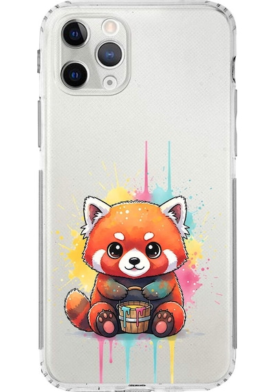 Apple Uyumlu iPhone 11 Pro İle  Splash Tilki Tasarımlı Kamera Korumalı Şeffaf Silikon Kılıf 051k