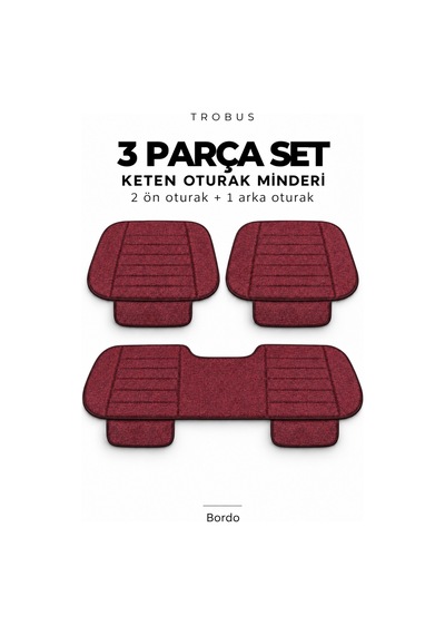 Honda City 2009-2013 Çizgili Keten 3'lü Minder Bordo