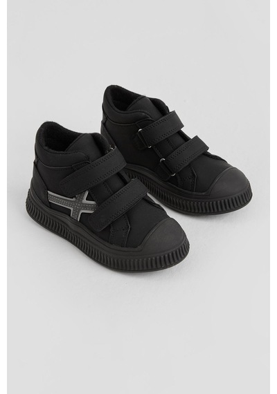 Tonny Black Esnek Termo Taban Çift Cırtlı Şerit Desenli Çocuk Unisex Siyah Spor Kısa Bot Tbrzn015 Siyah