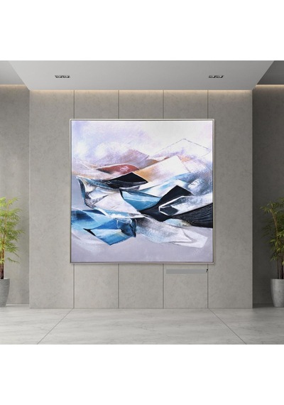 Soyut El Yapımı Yağlı Boya Tablo 95x95cm Hij4049