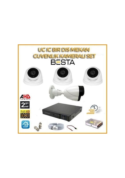 2 Mp 1080p 3 İç Mekan 1 Dış Mekan Kameralı Ahd Güvenlik Seti