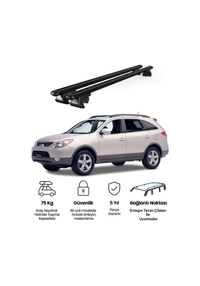Venüs Hyundai İx55 2008-2012 Uyumlu Siyah Ara Atkı Port Bagaj Tavan Barı