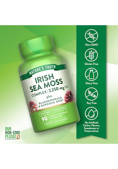 Nature's Truth Irish Sea Moss With Bladderwrack & Burdock Root Greens & Superfoods 90 Caps