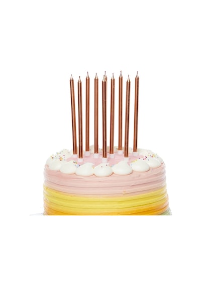 12 Adet Rose Gold Doğum Günü Mumu Rose Gold Uzun Mum Rose Gold İnce Mum Rose Gold Mum Church Rose Gold Candles Renkli