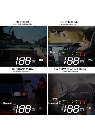 Ayrex Dailytech Hud Head Up Display 3.5 İnç Obd Sanal Gösterge Paneli