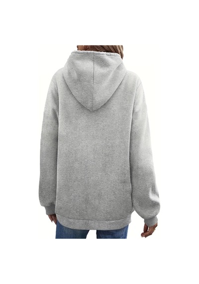 Perfectly Baskılı Oversize Sweatshirt Gri