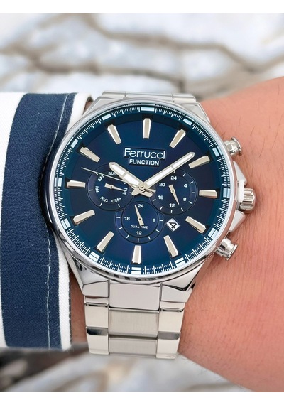 Ferrucci Function 3 Atm Gümüş Renk Çelik Kordon&kasa Erkek Kol Saati+bileklik Zmfer083 Çok Renkli