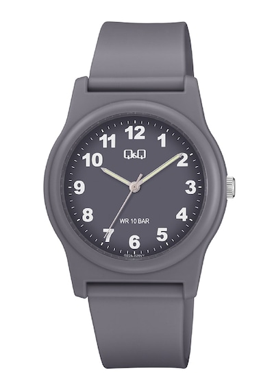 Q&q G22a020vy Kül Grisi Bold Rakamlı Silikon Kordonlu 38 Mm Su Geçirmez Unisex Kol Saati Gri