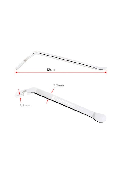Bisiklet Lastik Sökme Takma Levyesi Metal 3'lü Set Yuvarlak Köşeli Uzun Tip Gri Renk Gri