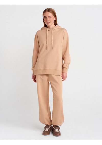 Dilvin 40401 Yanları Fermuarları Sweat Camel