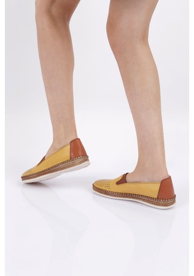 Dgn P37-22y Kadın Lazerli Soft Anatomıc Footwear Deri Ayakkabı P37-1512-R2616 Sarı