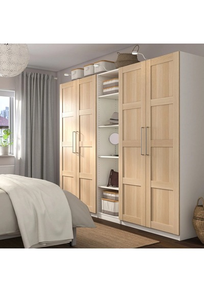Ikea Beyaz Modern Kapaklı Gardırop Beyaz-ağartılmış Meşe Görünümlü