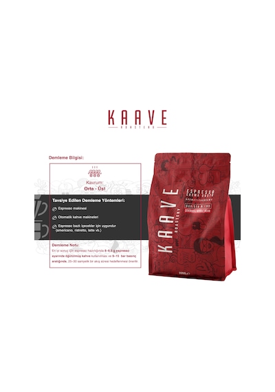 Kaave Roastery Crema Gusto Espresso Çekirdek 2 x 1 KG