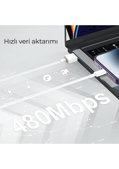 Deji Apple iPhone Uyumlu USB To Lightning 6 6S 7 8 X XS XR 11 12 13 14 Pro Max Plus Örgülü Hızlı Şarj Kablosu Siyah