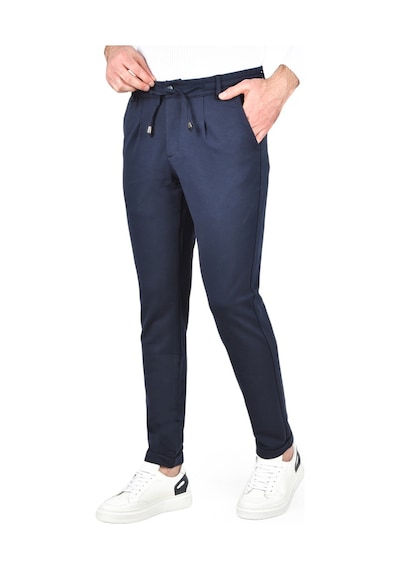 Deepsea Erkek Lacivert Beli Lastikli Slim Fit Likralı Duble Paça Penye Spor Pantolon 2502385 Lacivert