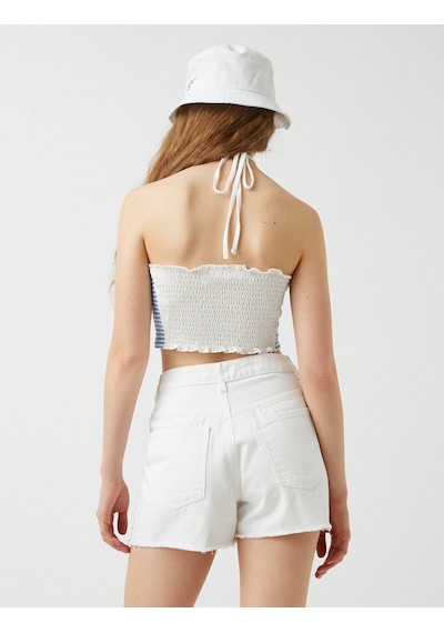 Koton Crop Atlet Kroşe Halter Yaka Mavi Desenli 2sal30099ık Mavi Desenli