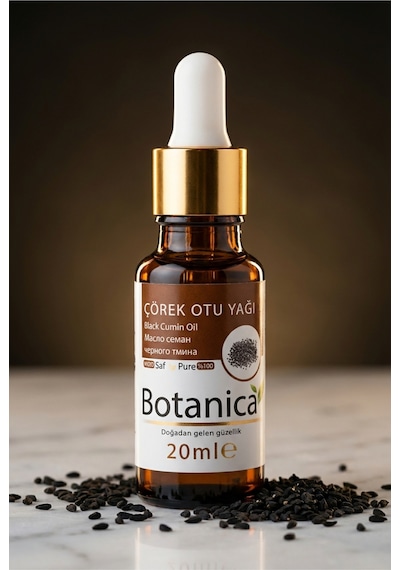 Botanica %100 Saf Çörekotu Yağı Soğuk Sıkım Saç Bakımı Besleyici Güçlendirici Doğal Bitkisel Damla 20 Ml 20 ML