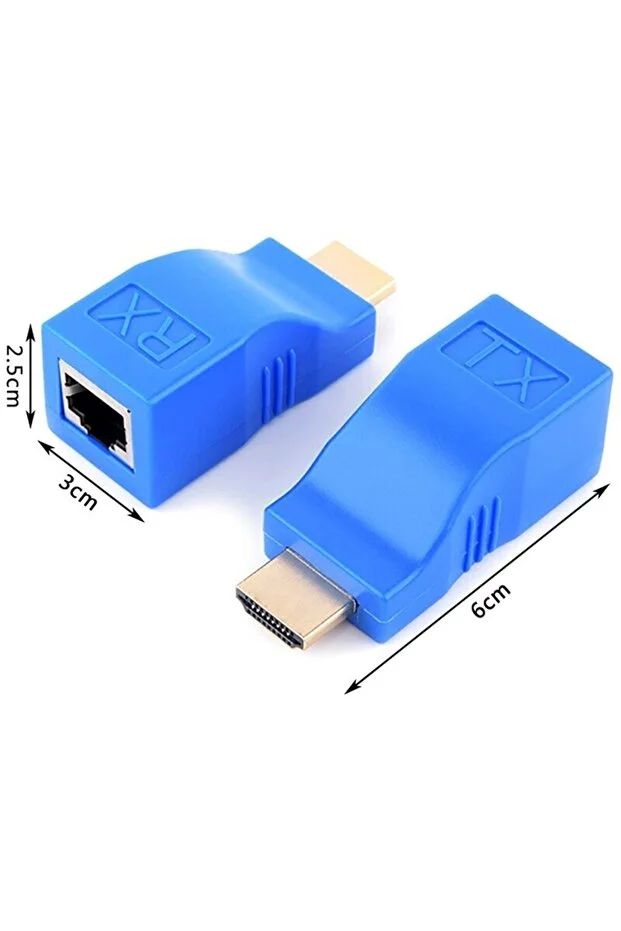 4k Hd Hdmı Uyumlu Genişletici Rj45 Lan Ağ Uzatma Tx Rx Cat5e Cat6 Ethernet Kablosu 30m Ps3 Hdtv Mavi